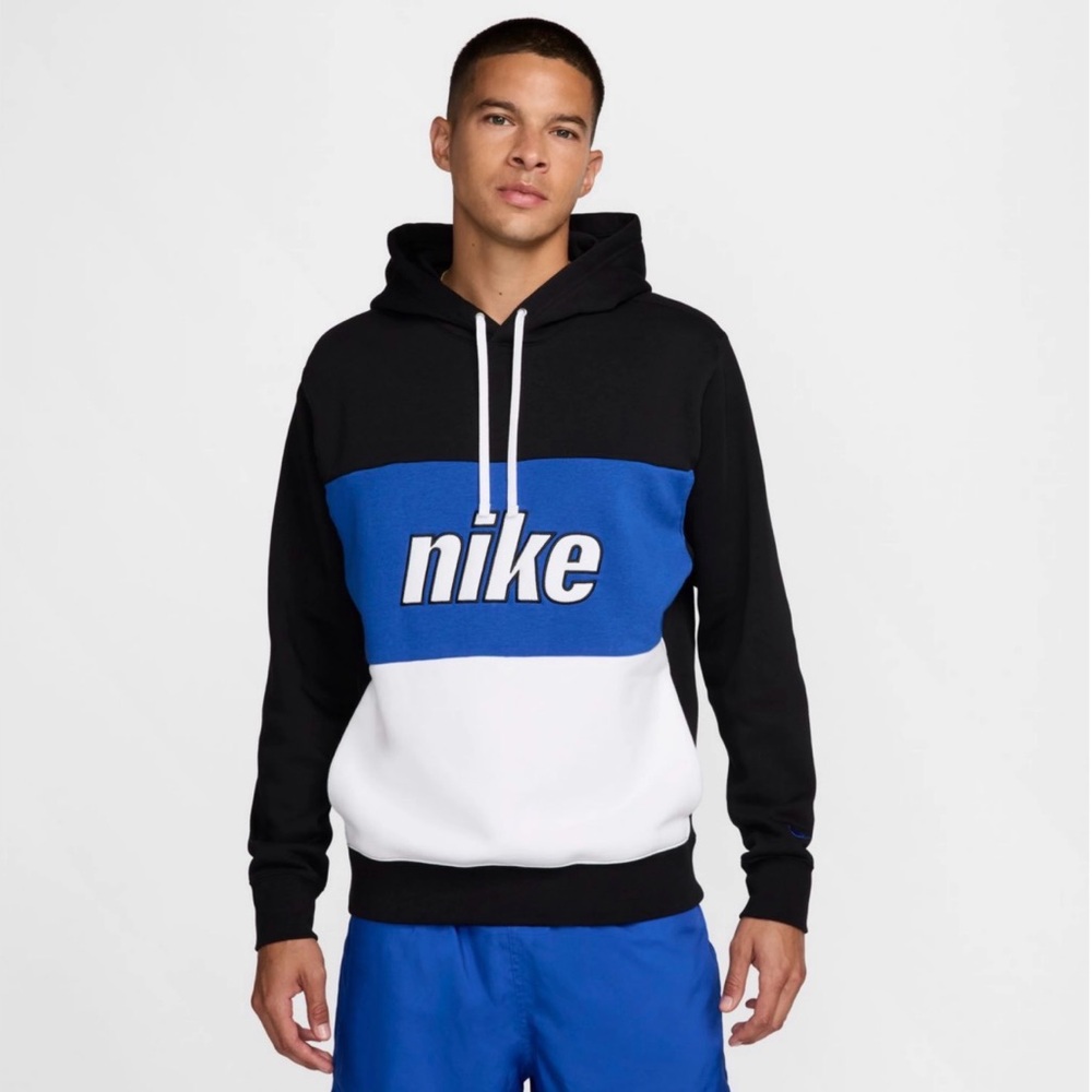 NWT Nike Men's Sportswear Black, Blue, and White Hoodie